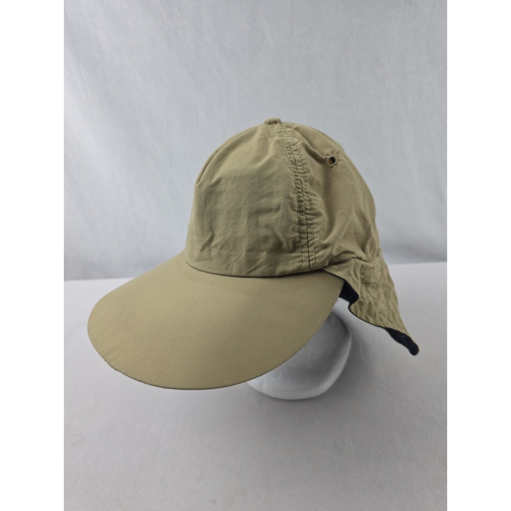 Vintage USA Columbia Long Bill Ear Neck Cover Flap Khaki Hat Sun Protection SzXL
